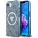 Guess IML Metal Glitter 4G Circle Triangle MagSafe Case for iPhone 16e - Blue