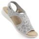 4. Women's elastic high heel sandals with floral pattern, gray Unisoft 7196