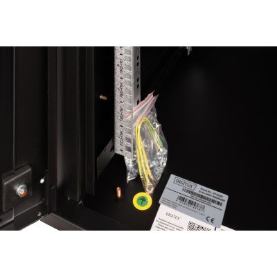 32. Unique 19" 16U wall-mounted network cabinet, 600x600, glass door, black, undivided, assembled, 100kg