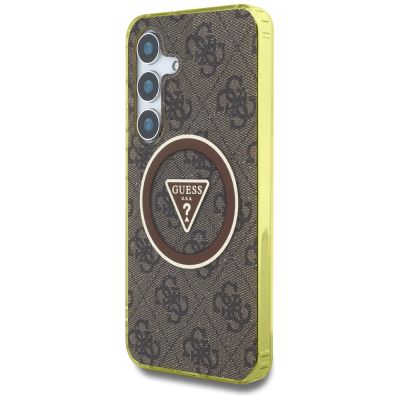 2. Guess 4G Glitter Triangle Buttons MagSafe Case for Samsung Galaxy S25 Brown