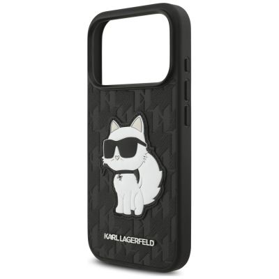 6. Karl Lagerfeld Saffiano Mono Patch Choupette Case for iPhone 18 Pro / 17 Pro – black