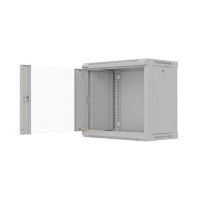 17. Wall-mounted installation rack cabinet 19" 9U 540x350 gray glass door LANBERG (FLAT PACK)