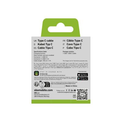 2. SBS TECABLETYC1KPOS USB-A - USB-C Cable 1m - Black