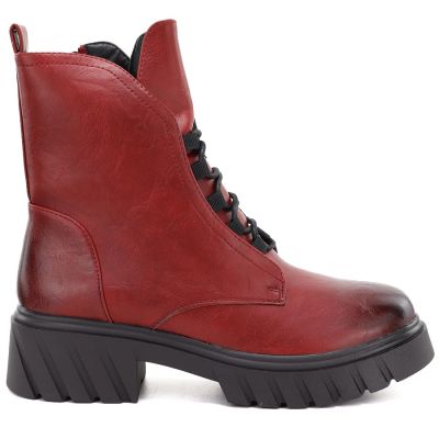 2. Women’s Red Block-Heel Platform Ankle Boots Jezzi MR2502-9