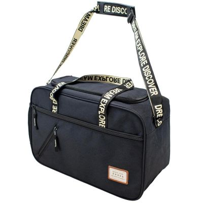 BLACK AIRPLANE TRAVEL BAG + WHITE SEMI LINE LETTERING