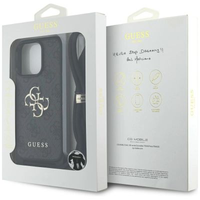 7. Guess 4G Big Logo Cord Stap Crossbody Case for iPhone 16 Pro Max black