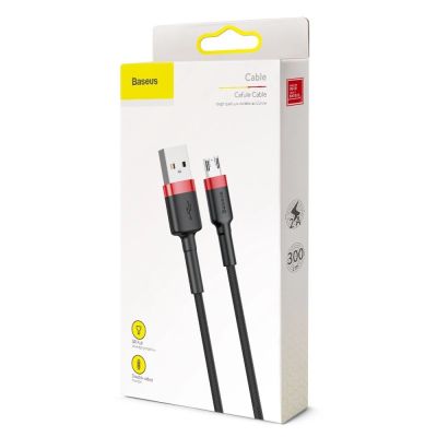 19. Baseus Cafule Cable durable nylon cable USB / micro USB 2A 3M black-red (CAMKLF-H91)