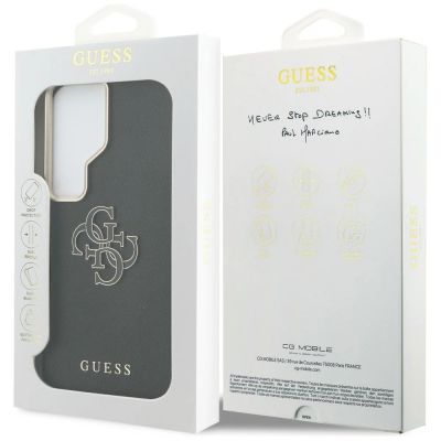 8. Guess Grained Big 4G Metal Logo case for Samsung Galaxy S26 Ultra - black