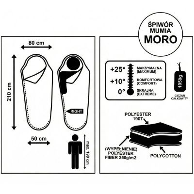 23. CAMO TOURIST SLEEPING BAG 210x80x50CM WITH ENERO CAMP COMPRESSION