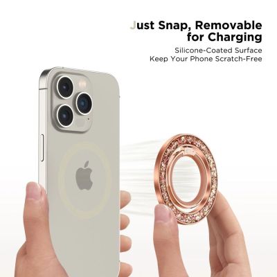 4. Tech-Protect MMR200 magnetic holder / ring with MagSafe - pink with crystals