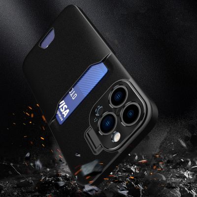 2. Leather Stand Case for iPhone 14 Pro Max cover card wallet with stand black