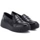 3. Black leather wedge moccasin shoes Vinceza 133135