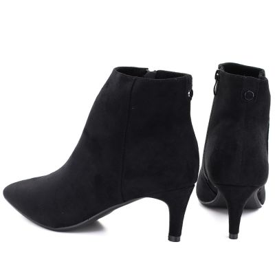 5. Women's insulated ankle boots with a low heel, suede, black, Sergio Leone BT-65