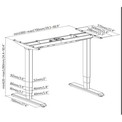 7. Equip 650805 Standing Desk Frame Electric Current 2 x Legs Black