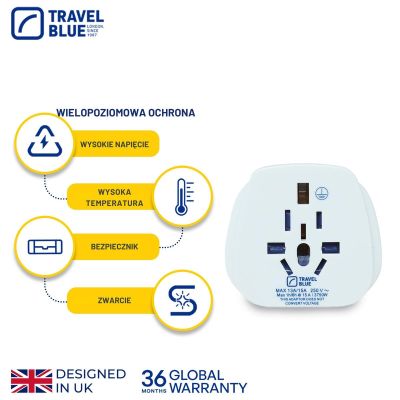 5. TRAVEL BLUE UNIVERSAL WORLD TO SCHUKO TRAVEL ADAPTER