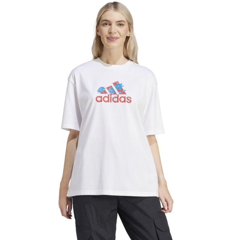 10. adidas Flower Pack Badge of Sport Women's T-Shirt White IT1421