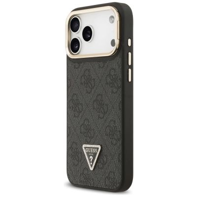 2. Guess 4G PU Triangle Logo & Stand Camera Magsafe Case for iPhone 17 Pro Max - Black