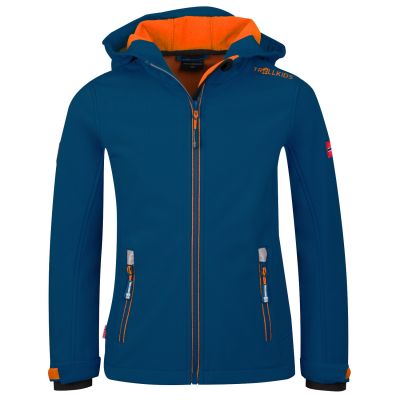 Trollkids Kids Trollfjord Jacket with hood, blue (161-142)