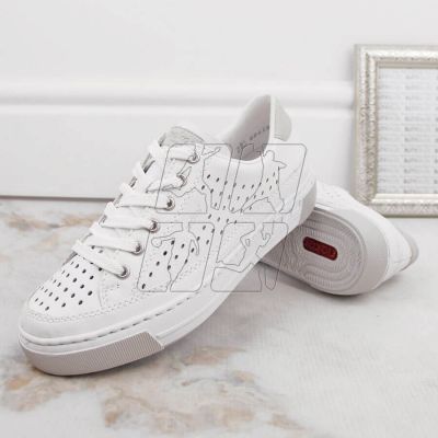 6. Rieker W RKR642 white openwork leather shoes