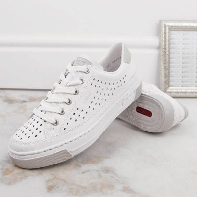 6. Rieker W RKR642 openwork leather shoes white