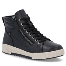Women's leather ankle boots, lightly insulated, black, Rieker W0164-00