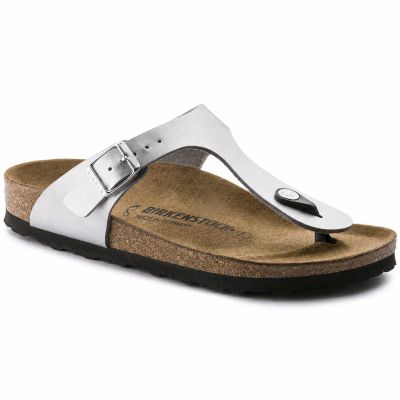 11. Birkenstock Gizeh Birko-Flor women's flip-flops silver regular wide (0043851)