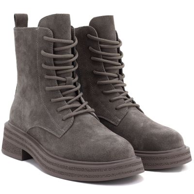 4. Women's leather ankle boots, khaki suede, Sergio Leone TR-02