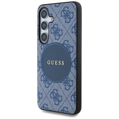 2. Guess 4G Round Patch Classic Logo MagSafe case for Samsung Galaxy S25 Plus blue