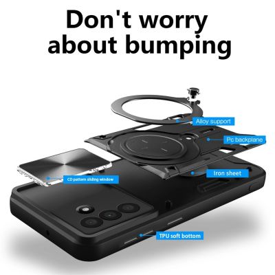 2. Samsung Galaxy A17 4G / A17 5G / A18 / A26 Case with Stand and Sliding Lens Cover - Black