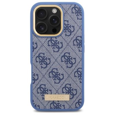 3. Guess 4G Logo Plate MagSafe Case for iPhone 16 Pro - Blue