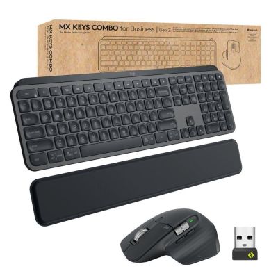 8. Logitech MX Keys combo for Business Gen 2 keyboard Mouse included Office RF Wireless + Bluetooth QWERTY American International Graphite