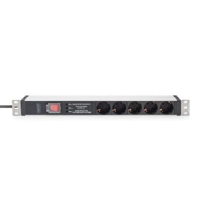 2. Digitus Power strip with aluminum profile and switch, surge protection, integrated mains filter, 5 sockets with contacts
