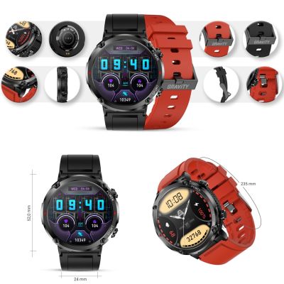 11. Gravity GT21-6 Smartwatch + Red Silicone Strap
