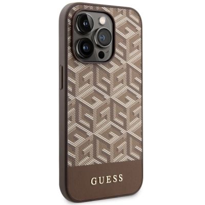 4. Guess GUHMP14LHGCFSEW iPhone 14 Pro 6.1" brown/brown hard case GCube Stripes MagSafe