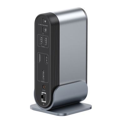 10. Baseus UnionJoy USB-C Docking Station 2xHDMI4K@60Hz 1xDP4K@60Hz 3xUSB-A3.0 2xUSB-C3.0 2xUSB-A2.0 1xRJ45 PD PC 1xSD+TF 1x3.5mm minijack - gray