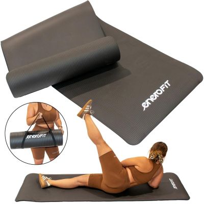 8. FITNESS MAT NBR ANTI-SLIP 183x61x1.5CM BLACK + ENERO FIT COVER