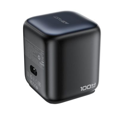 3. Acefast Z10 GaN 100W 3xUSB Desktop Charger with Retractable USB-C Cable and TFT Display - Black
