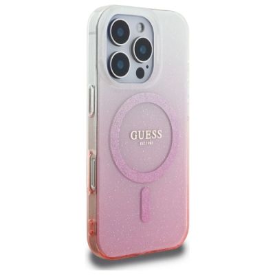 4. Guess IML Glitter Gradient MagSafe Case for iPhone 16 Pro Max - Pink