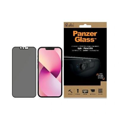 PanzerGlass E2E Microfracture Tempered Glass for iPhone 13 Mini Case Friendly CamSlider Privacy Antibacterial - Black