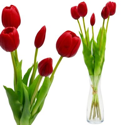 8. BOUQUET OF 5 RED TULIPS 39 CM LIKE LIFE SPRING DECORATION