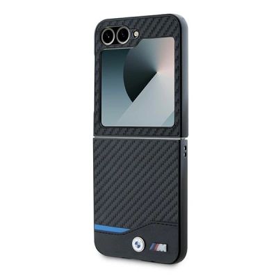 6. BMW Carbon Blue Line Case for Samsung Galaxy Z Flip 6 - Black