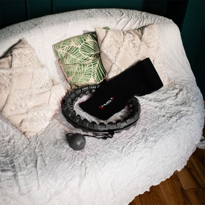 4. HULA HOP SET HHW12 BLACK WITH PROJECTIONS AND HMS WEIGHT + BELT BR163 BLACK PLUS SIZE