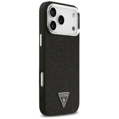 4. Guess Glitter Triangle Logo MagSafe Case for iPhone 17 Pro Max / 18 Pro Max - Black