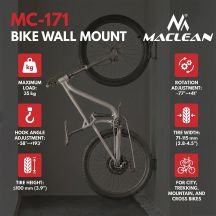 MACLEAN BIKE HOLDER / WALL HANGER, MAX LOAD 35KG, TILT ANGLE ADJUSTMENT, STEEL MC-171