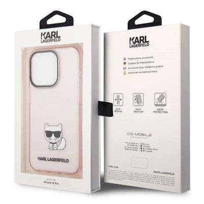 8. Karl Lagerfeld Choupette Body Case for iPhone 14 Pro Max - Pink