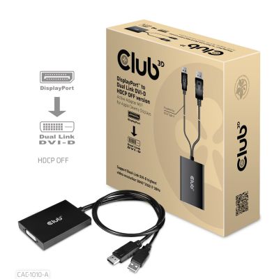 2. CLUB3D CAC-1010-A Cable Adapter 0.6m DisplayPort DVI-D + USB Black