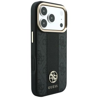 4. Guess 4G with Stripe Round and Classic Logos MagSafe Case for iPhone 17 Pro / 18 Pro - Black