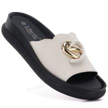 Women's beige leather wedge sandals S.Barski KV61-6046