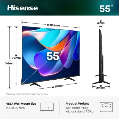 48. Hisense 55A6S 139.7 cm (55") 4K Ultra HD Smart TV Wi-Fi Black