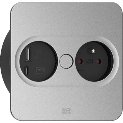 2. Bachmann 946.015 Electrical Socket Type E + USB A + USB C Stainless Steel
